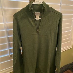Men’s LL Bean 3/4 Zip Sweater 95% Cotton & 5% Cashmere.